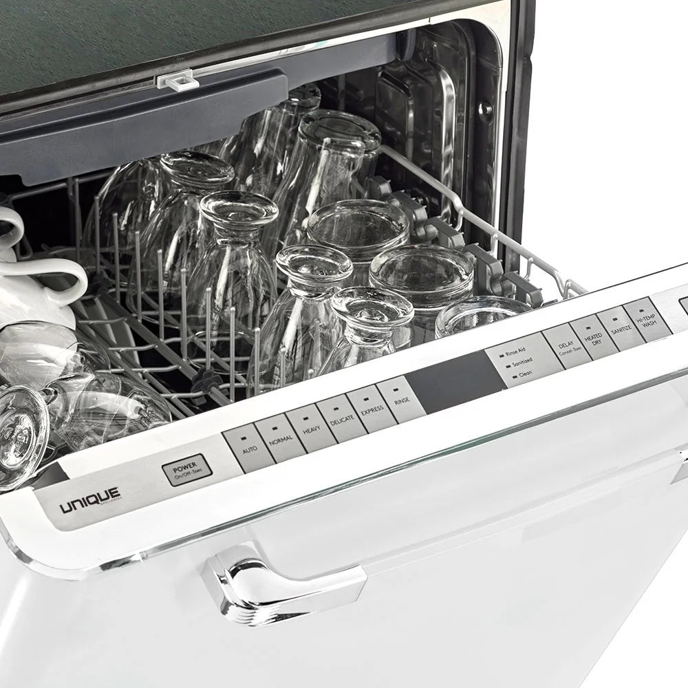 Unique Appliances Classic Retro 24" Built-in Dishwasher with Stainless Steel Tub and LED Lighting