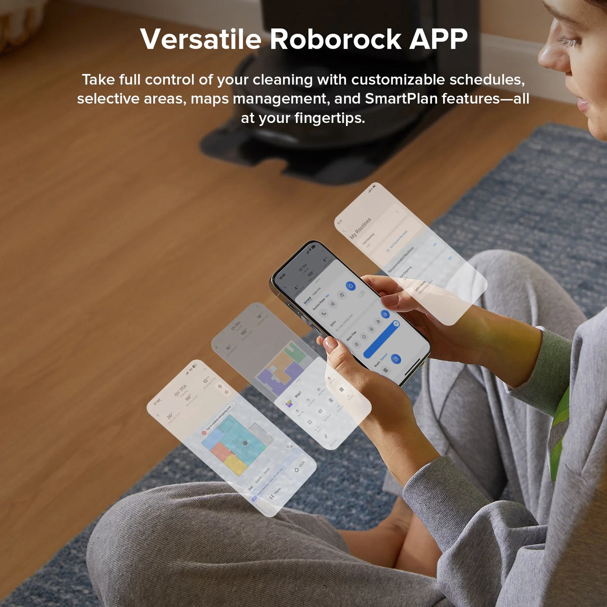 Roborock Qrevo Series Robot Vacuum and Mop, Auto Mop Washing&Drying, 8000Pa Suction, Self-Emptying, Anti-Tangle Brushes, Smart Obstacle Avoidance (QV 35A)