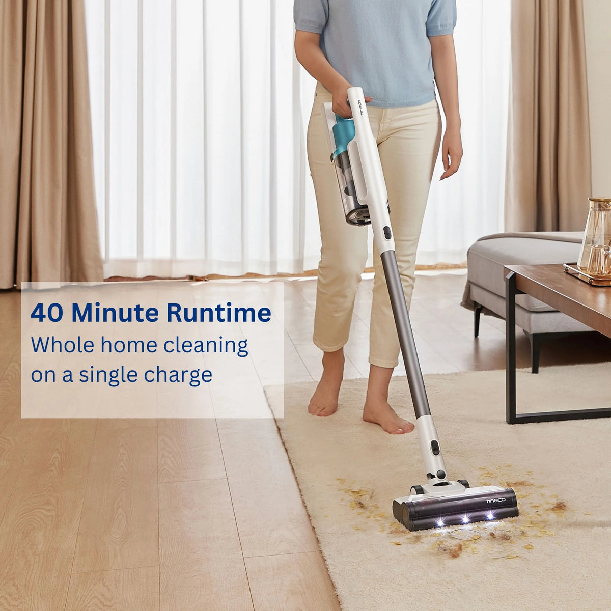Tineco GO Cordless Stick Vacuum, 40 min Run Time - Teal (GO201)