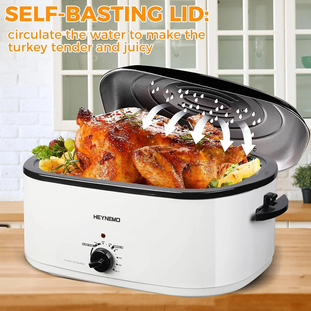20 Quart Electric Roaster Oven, Turkey Roaster Electric, Roaster Oven Buffet, Selfbasting Lid, Removable Pan, Full-Range Temperature Control Cool-Touch Handles, Turkey Roaster, Black