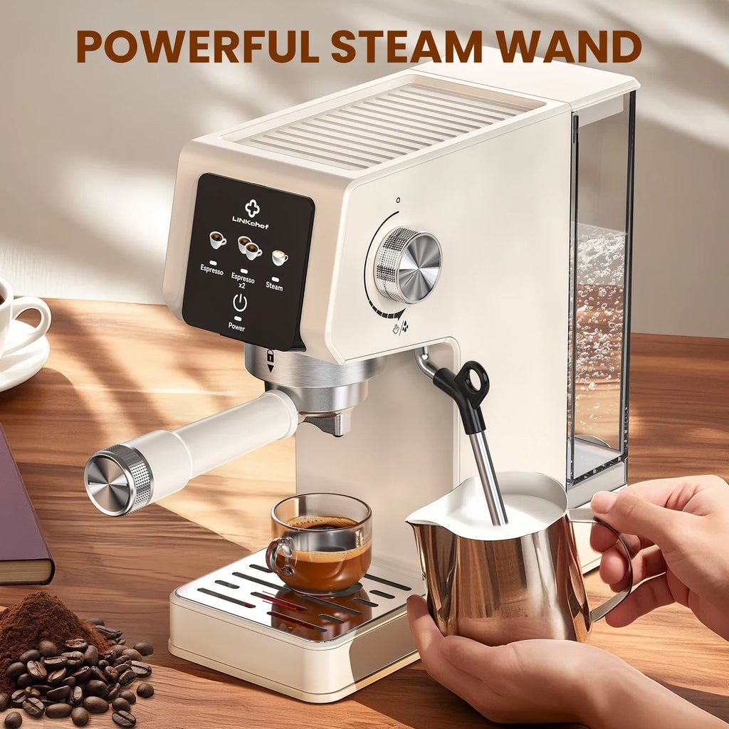 LINKChef Espresso Machine 20 Bar, Professional Espresso Maker with Milk Frother Steam Wand