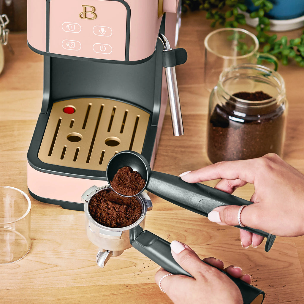 Beautiful Slim Espresso Machine with 20-Bar Pressure, Black Sesame by Drew Barrymore