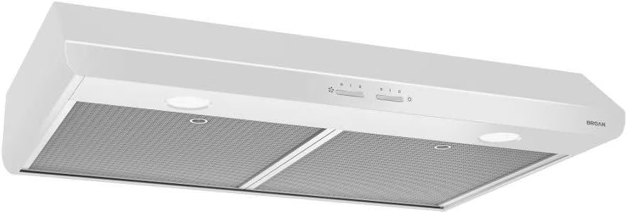 Broan-NuTone BKSH130BL Sahale 30-inch Under-Cabinet Easy Install 4-Way Convertible Range Hood with 2-Speed Exhaust Fan and Light, 300 Max Blower CFM, Black