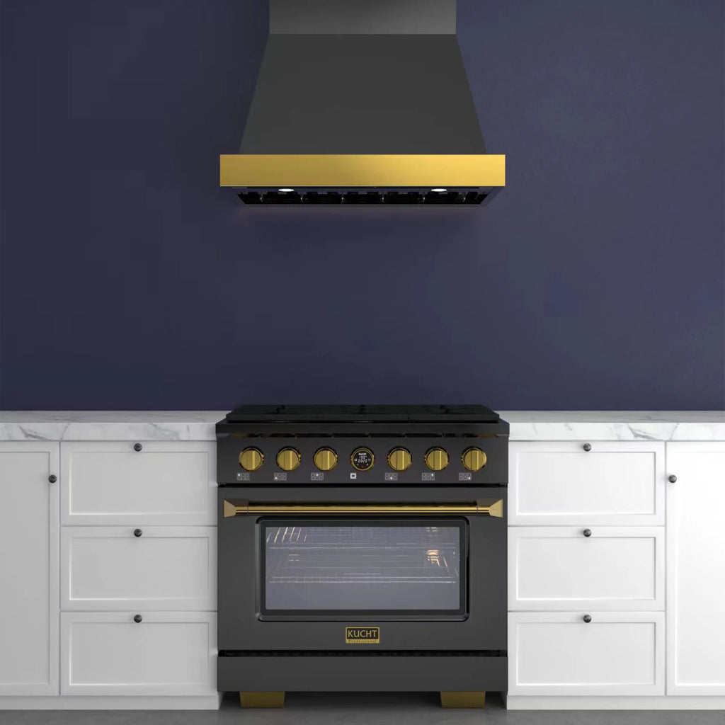 36 in. 5.2 cu. ft. Dual Fuel Range for Propane Gas in Titanium Stainless.