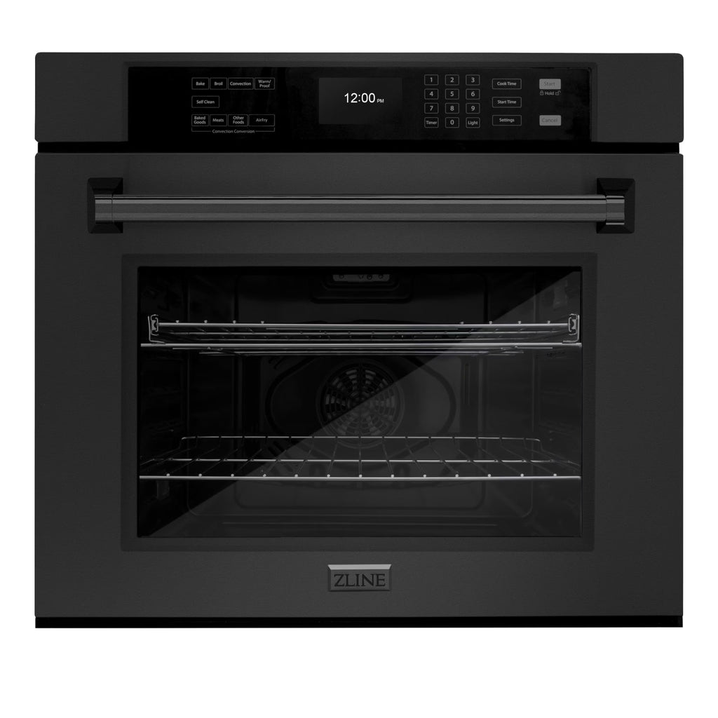 ZLINE 30" Professional Single Wall Oven with Air Fry and Self-Clean in Black Stainless Steel, WASB-30