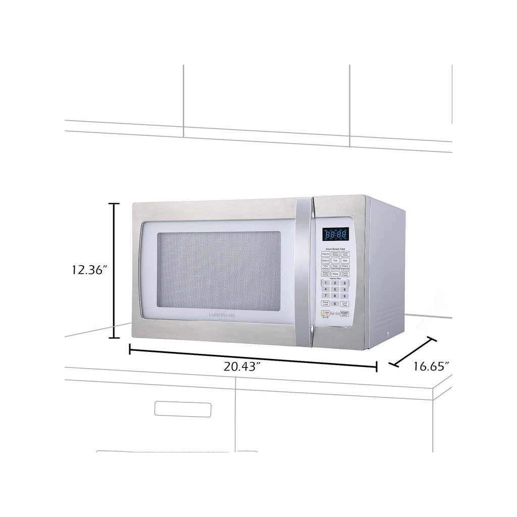 Farberware Smart Sensor Countertop Microwave Oven with LED Lighting & Child Lock, 1.3 Cu Ft