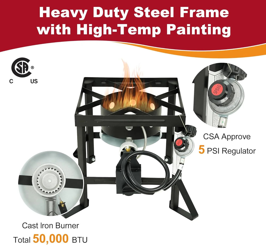 Red Mountain Valley Outdoor Propane Turkey Deep Fryer Set 30&10 Quart Fish Fryer with Basket, 50,000 BTU Burner, Large Seafood Boiler Kit, Outdoor Cooking for Frying, Boiling