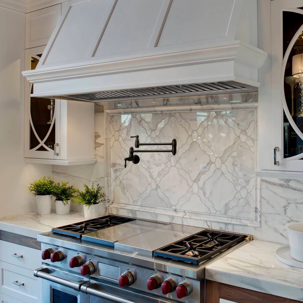 Akicon 48 Inch Range Hood Insert, Stainless Steel 8" Ducted Insert/Built-in Kitchen Vent Hood with 1200 CFM Suction, Dimmable LED Lights and Dishwasher Safe Filters, 4 Speed-Cool White