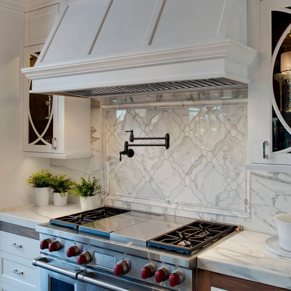 Akicon 48 Inch Range Hood Insert, Stainless Steel 8" Ducted Insert/Built-in Kitchen Vent Hood with 1200 CFM Suction, Dimmable LED Lights and Dishwasher Safe Filters, 4 Speed-Cool White