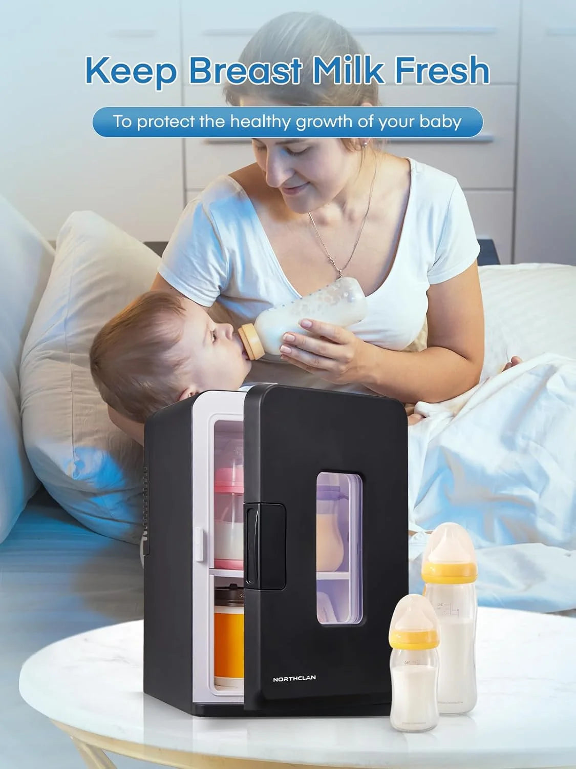 Fridge for Bedroom, 15L Portable Cooler & Warmer, 110V/12V Dual Power, for Office, Dorm, Car, Drinks, Food, Makeup