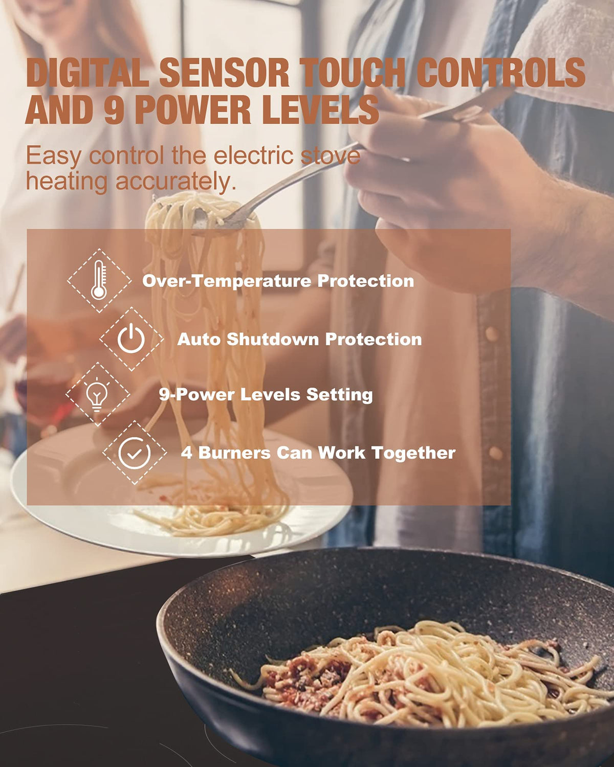 30" Induction Cooktop, 4 Burner Cooktop, 7000W, Boost Function, (No Plug)