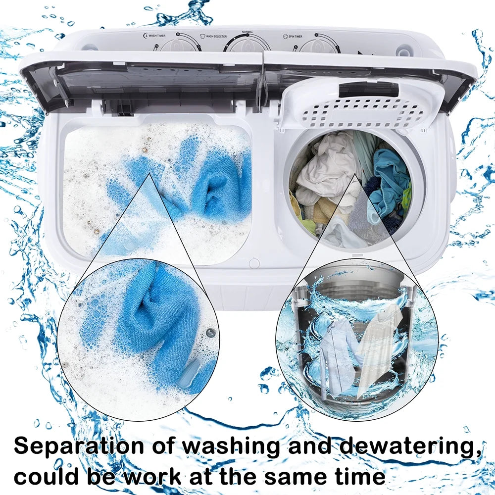 Washing Machine, 14.3 lbs Twin Tub Washer Machine and Dryer Gray