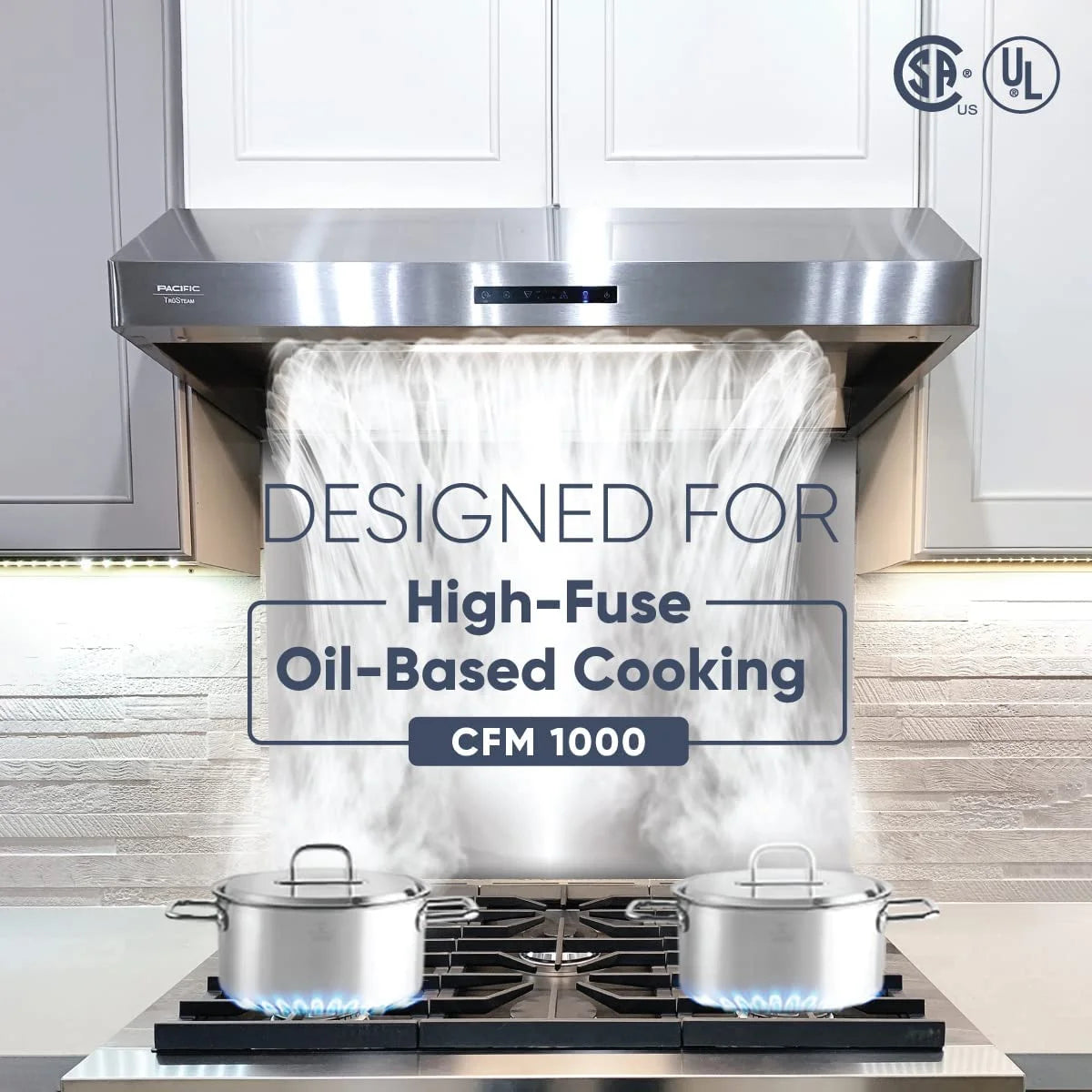 Pacific Trusteam Under Cabinet Hood SC8830BS Bundle with Pacific SUS304 Deflector Board��