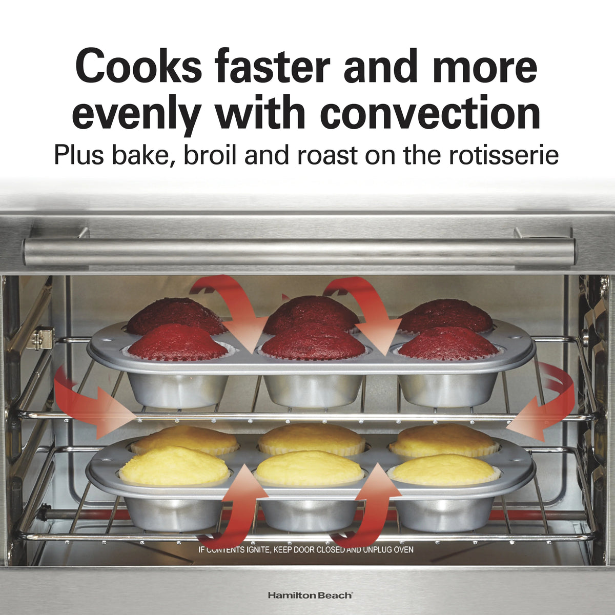 Hamilton Beach Countertop Toaster Oven with Convection & Rotisserie, Extra Large Capacity, Black