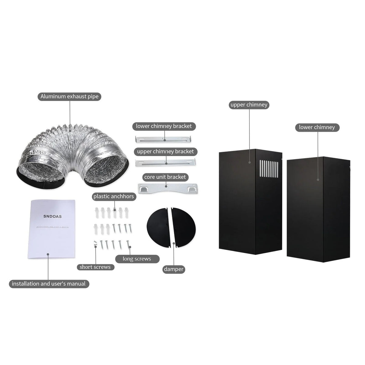 "Joeaonz 24"" Wall Mount Convertible Range Hood, 450CFM, Stainless Steel, 3-Speed with LED Light"