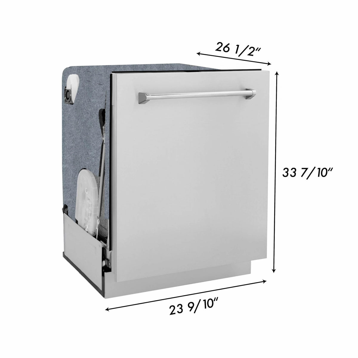 ZLINE 24" Monument Series 3rd Rack Top Touch Control Dishwasher in Black Stainless Steel with Stainless Steel Tub, 45dBa