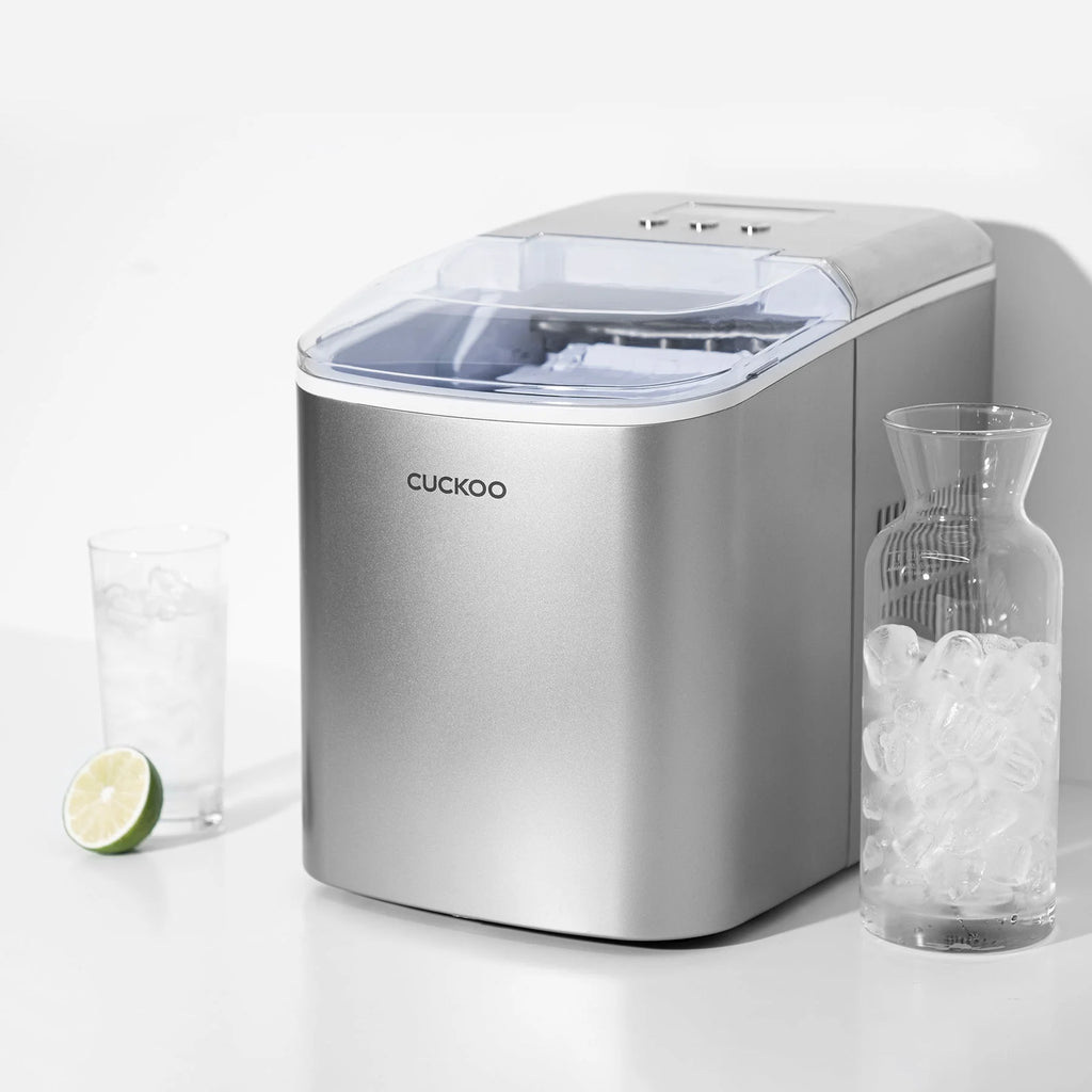 CUCKOO CIM-AS09M10S Portable Countertop Ice Maker Machine Stainless Steel, 20lb a Day, Fast Ice Production, Auto Clean, 2-Size Settings, Stainless Steel