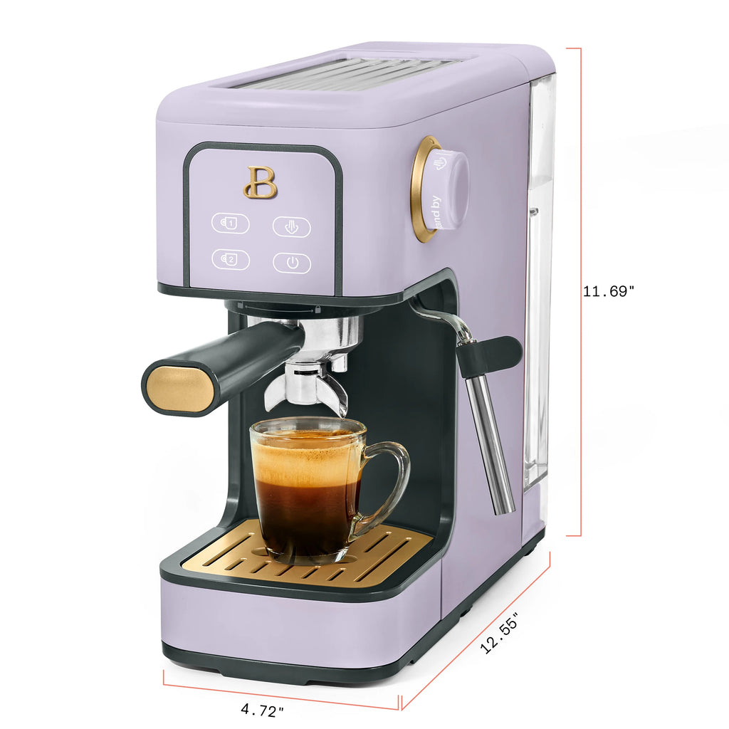 Beautiful Slim Espresso Machine with 20-Bar Pressure, Black Sesame by Drew Barrymore