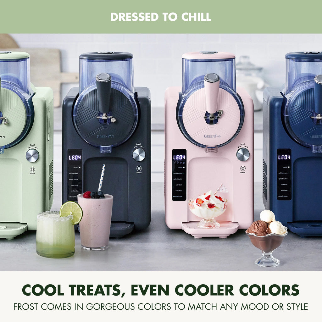 GreenPan Frost 6 Mode, Ice Cream, Frozen Drink, Slushie & Milk Shake Maker, No Freezer Needed, Easy Clean Parts, Gray
