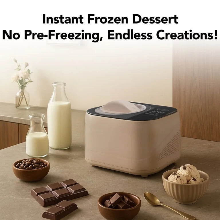 Whynter 0.8 Quart Compact Automatic Ice Cream Maker with Stainless Steel Bowl, Taupe Latte ICM-080-TL