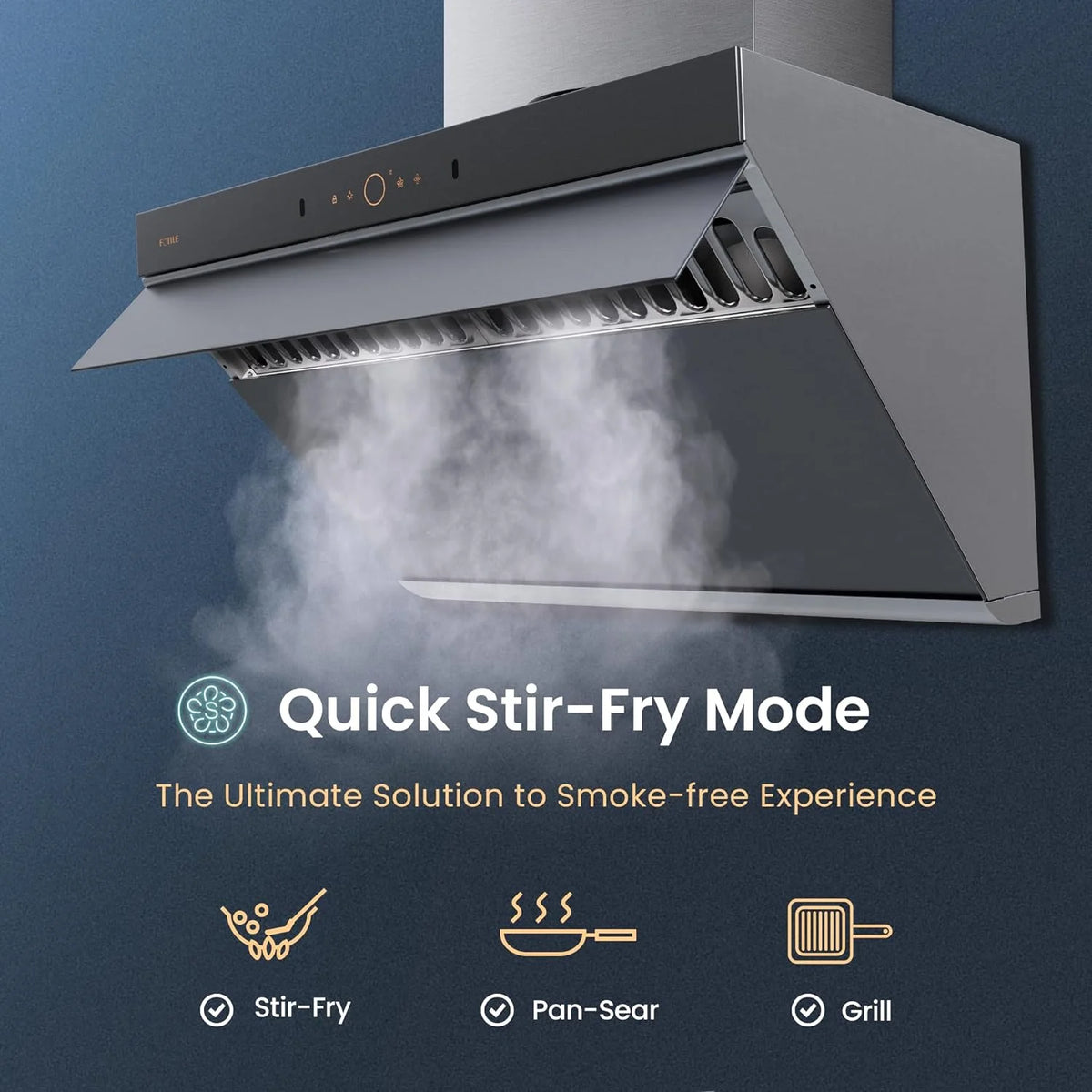 FOTILE Slant Vent Series 30" 1000 CFM Under Cabinet or Wall Mount Range Hood with 2 LED lights, Motion and Touch Activation in Onyx Black Tempered Glass