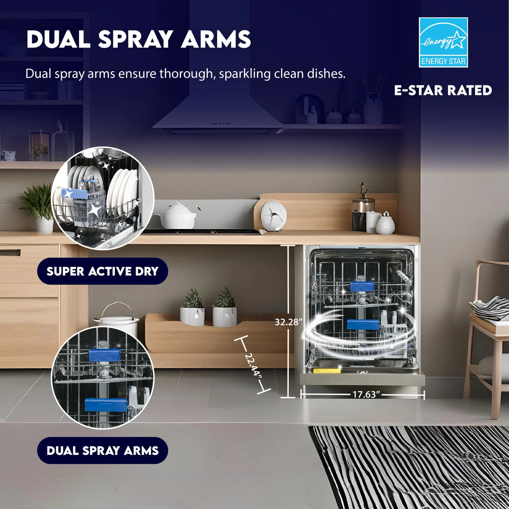 Equator 24" Built in 14 place Dishwasher in Stainless Energy Star Certfied, Quiet Operation and Advanced Santization