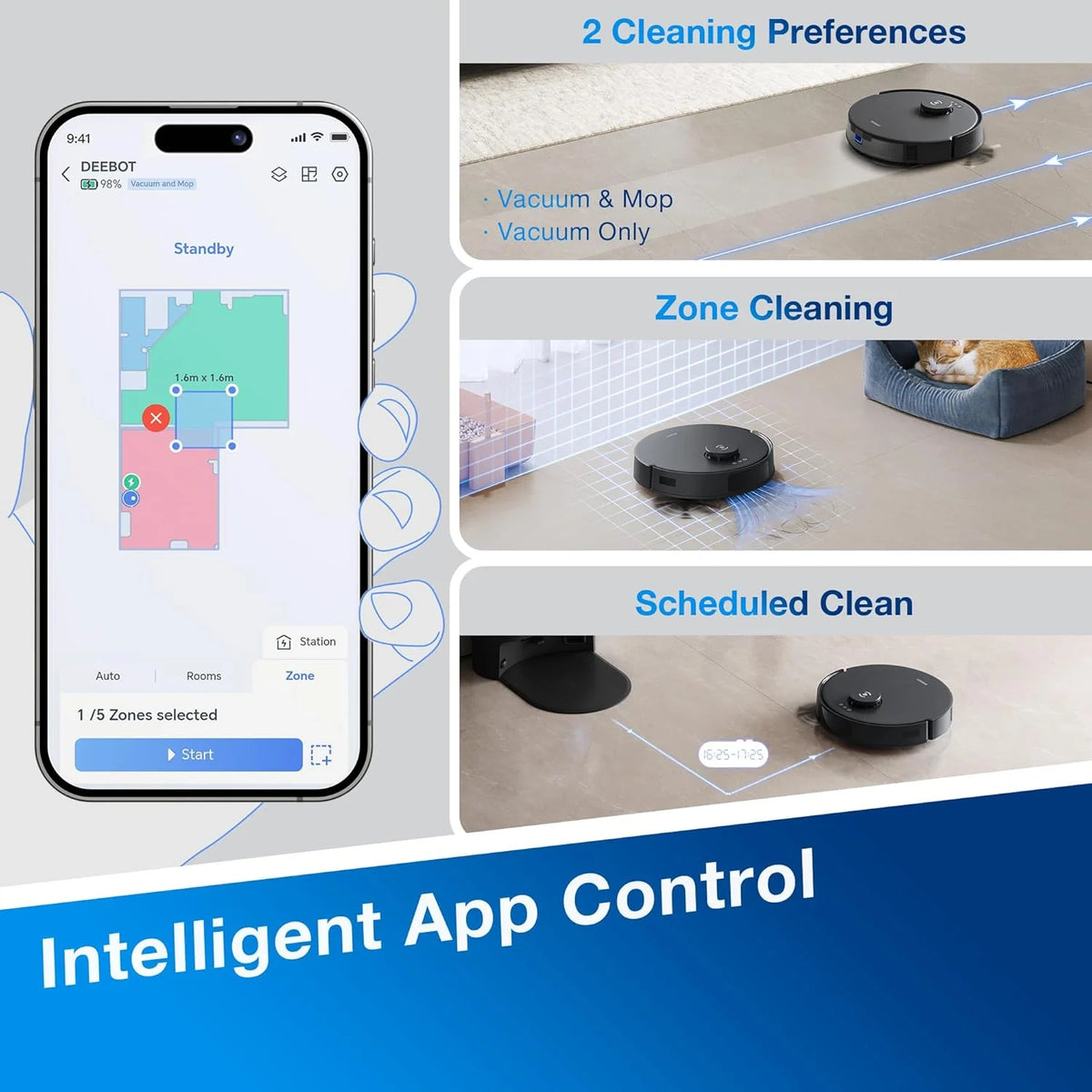 ECOVACS DEEBOT N20 PRO Robot Vacuum Cleaner and Mop,8000Pa Strong Suction, ZeroTangle Brush, Vibrating Mopping System, 300 Minutes Runtime