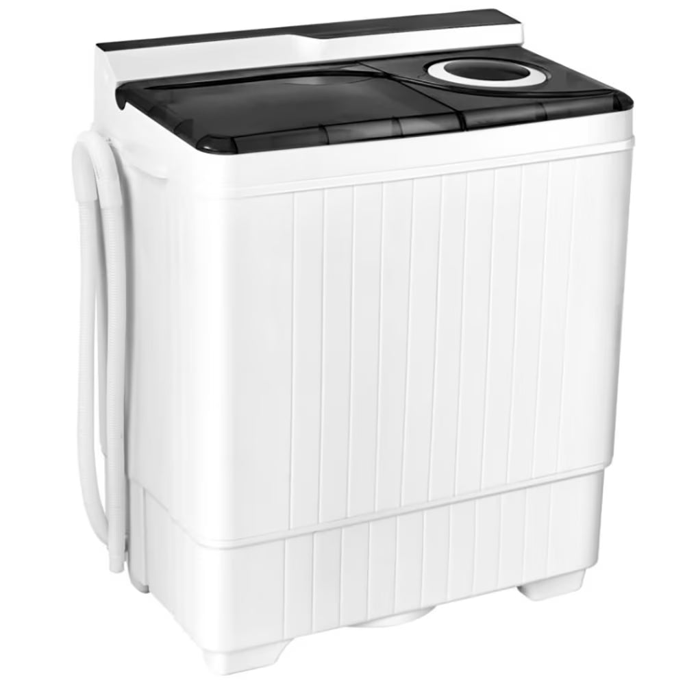 Canddidliike 26 Pound Portable Semi-automatic Washing Machine with Built-in Drain Pump-Gray, Timer Control, Compact Laundry Washer for RV, Apartments and Dorms