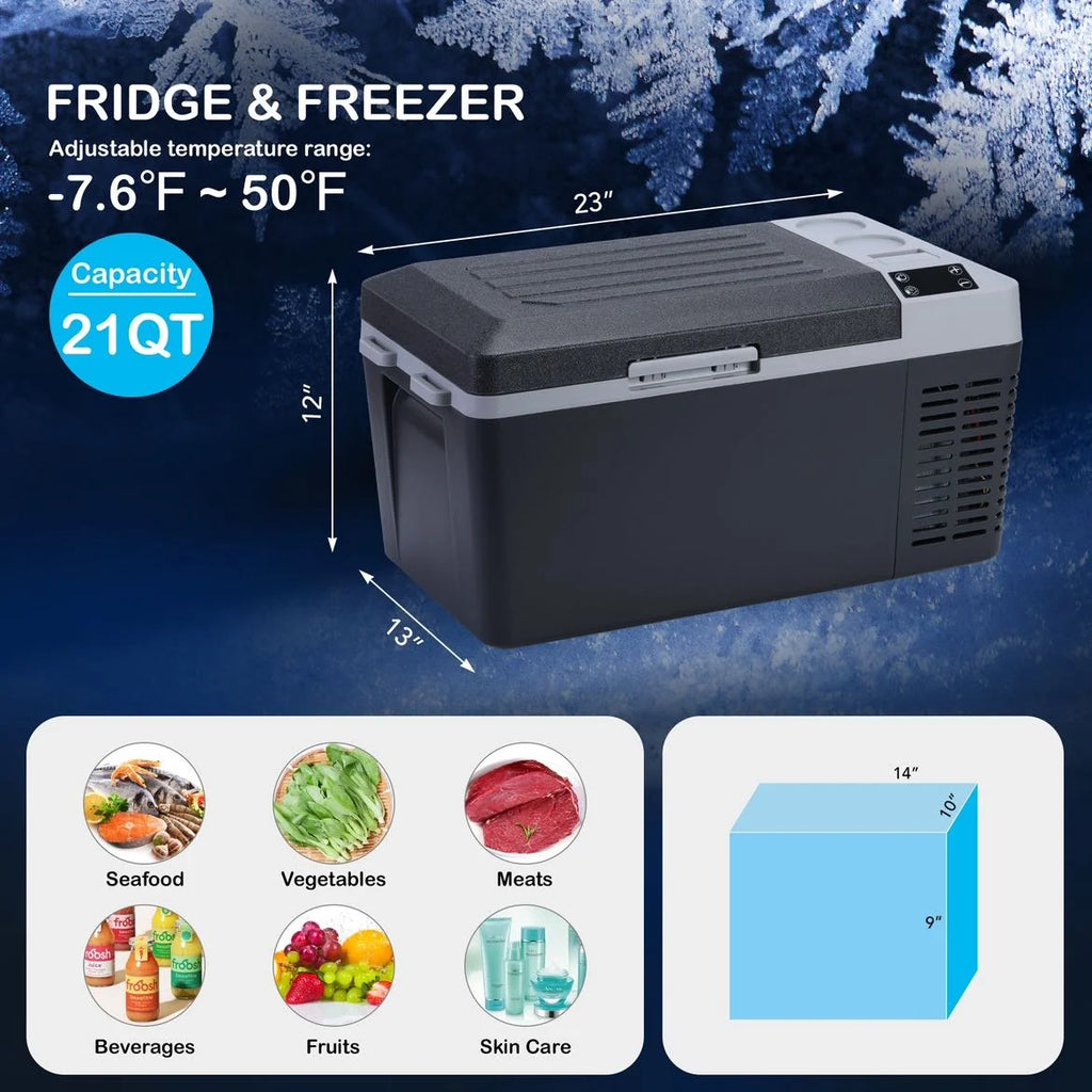 M optimized 12V Refrigerator 21 Quart Portable Refrigerator -7.6a?? to 50a??, 20L RV Freezer, Car Fridge with 12/24V DC and 110-240V AC, Portable Freezer Car Cooler for Camping Travel Outdoor & Home