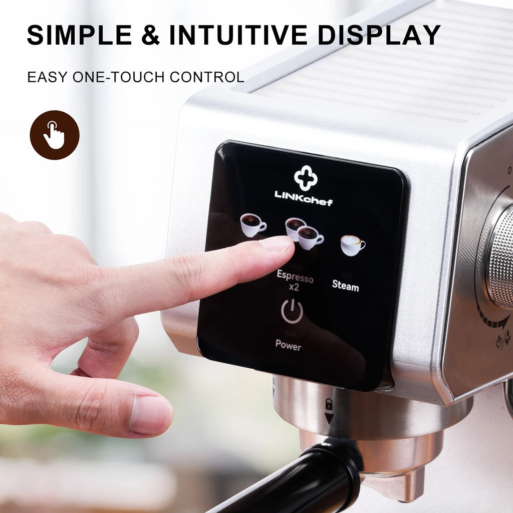 LINKChef Espresso Machine 20 Bar, Professional Espresso Maker with Milk Frother Steam Wand