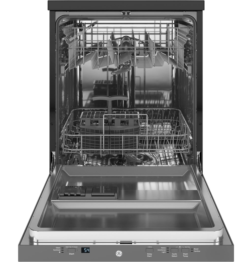Ge Gpt225ssl 24" Wide 12 Place Setting Portable Top Control Dishwasher - Stainless Steel