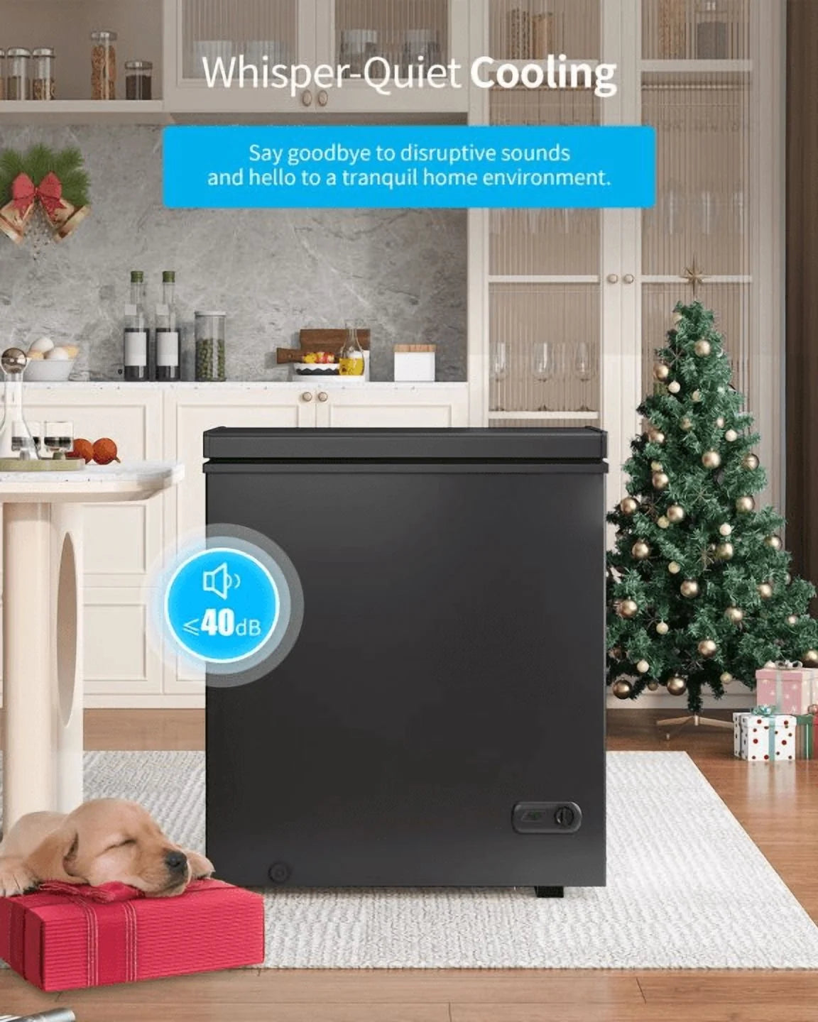 DISHUP 10.0 Cu.Ft Chest Freezer, Small Deep Freezer with Removable Basket, Adjustable Temperature, for Home/Office/Garage/Bar