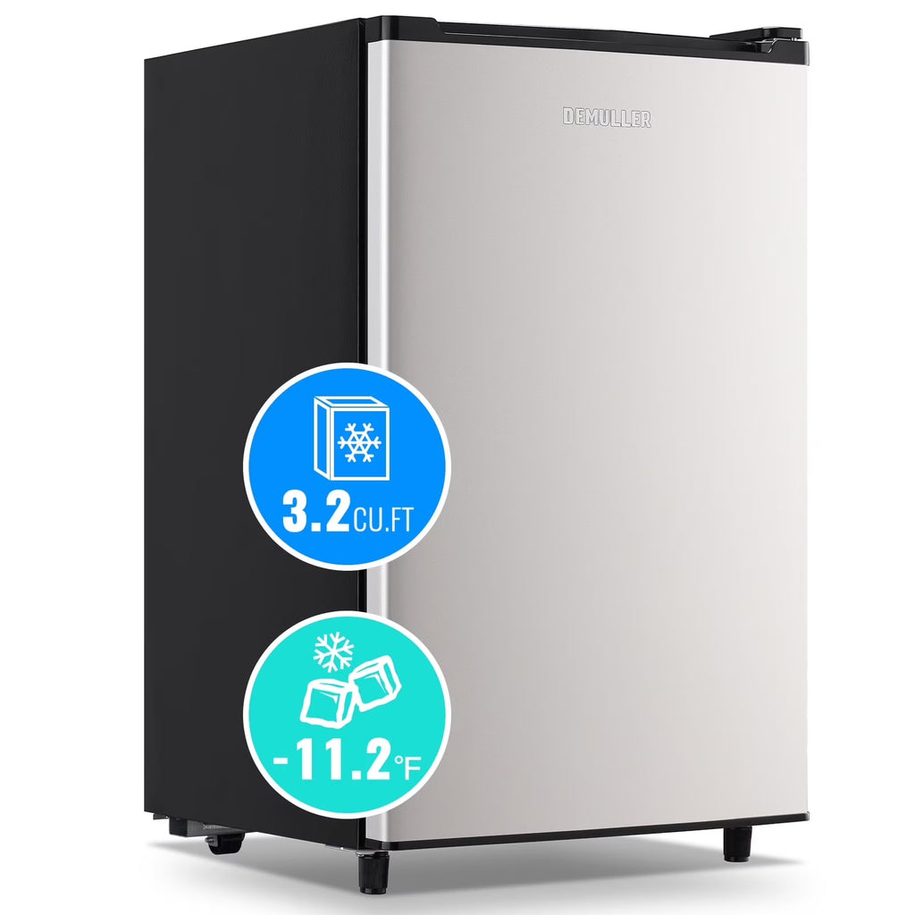 DEMULLER Upright Freezer with 7 Adjustable Thermostat Stand-up Single Door Freezers Black