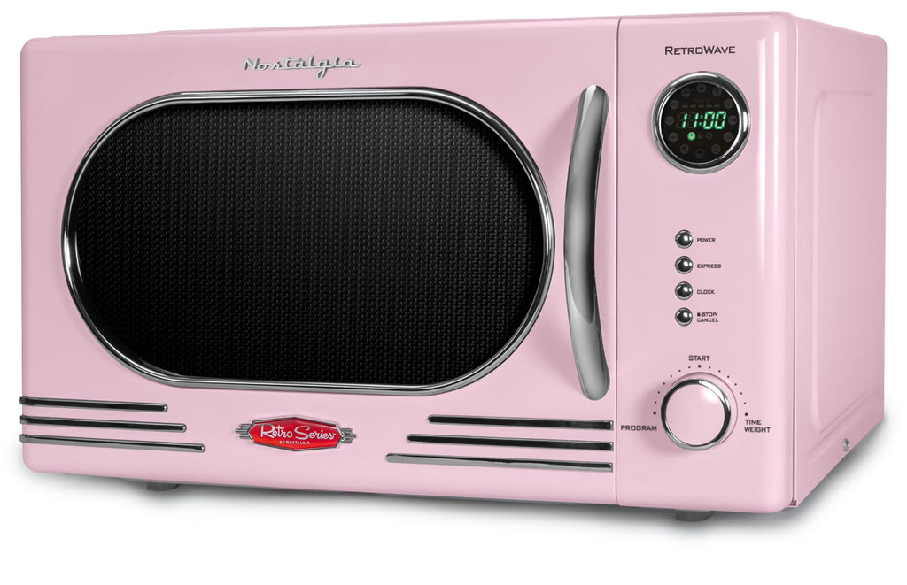 Nostalgia Retro Countertop Microwave Oven - Large 1000-Watt - 1.1 cu ft - 12 Pre-Programmed Cooking Settings - Digital Clock - Kitchen Appliances - Black