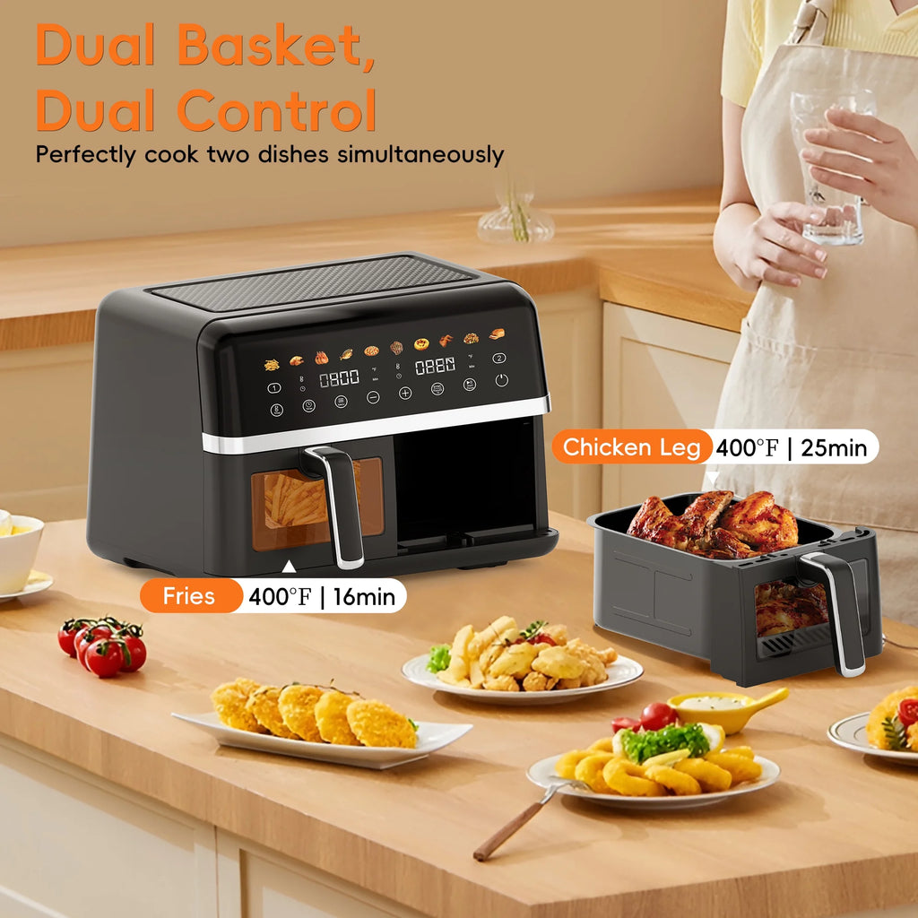 Whall 12QT Touchscreen Air Fryer Toaster Oven, 12 Pre-set Menus, Clear Window, Less Oil