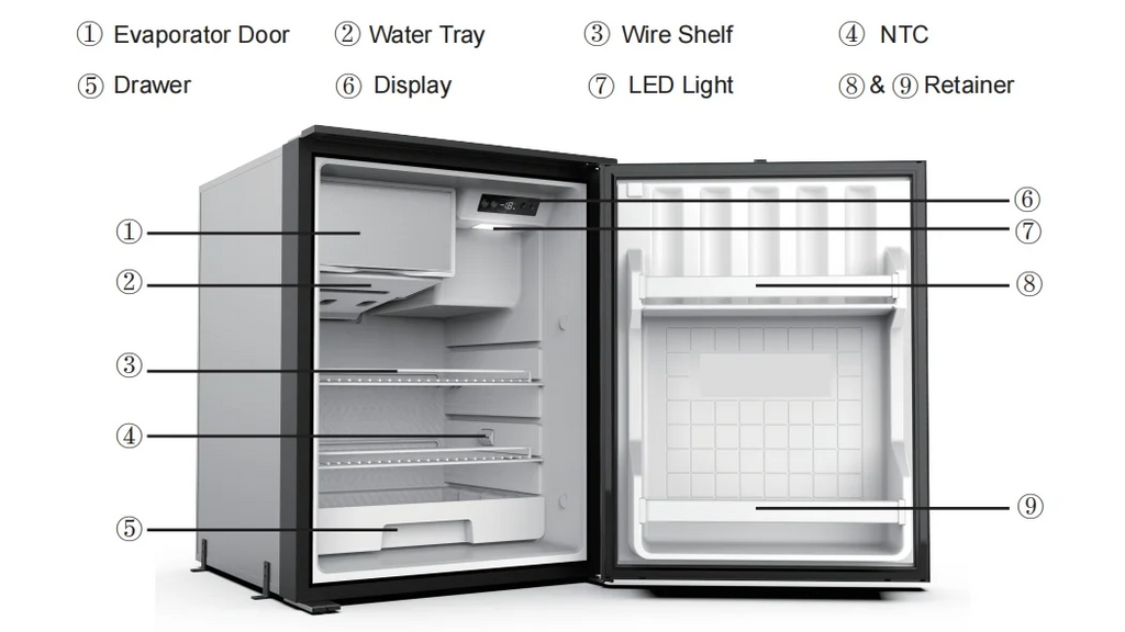 3 Cu ft RV Compact Portable Car Refrigerator 85L Fridge and Freezer DC 12/24V Reversible Door