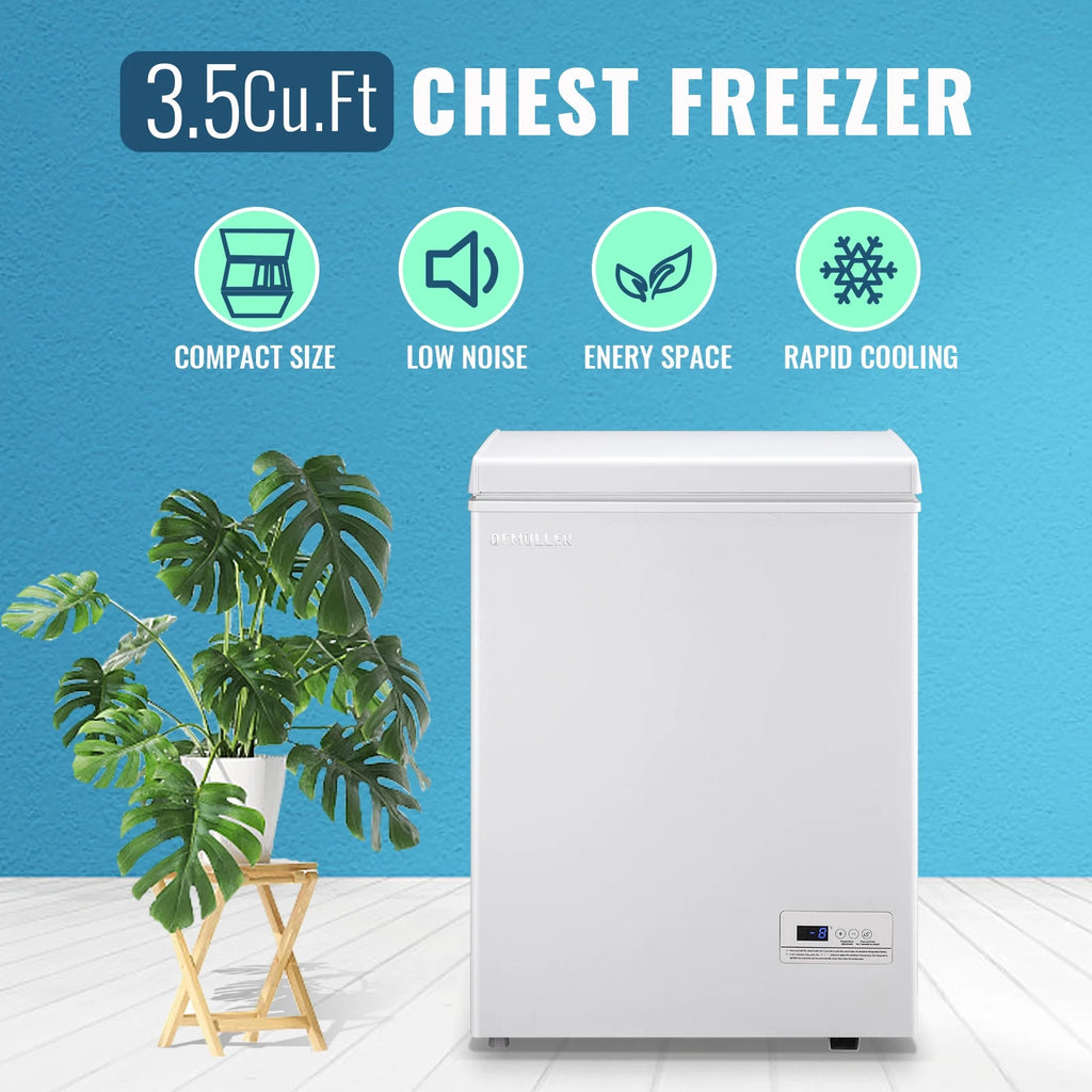 DEMULLER 3.5 Cu. ft Mini Fridge with Freezer Compact Small Deep Freezers for Dorm Office 63-White, NEW