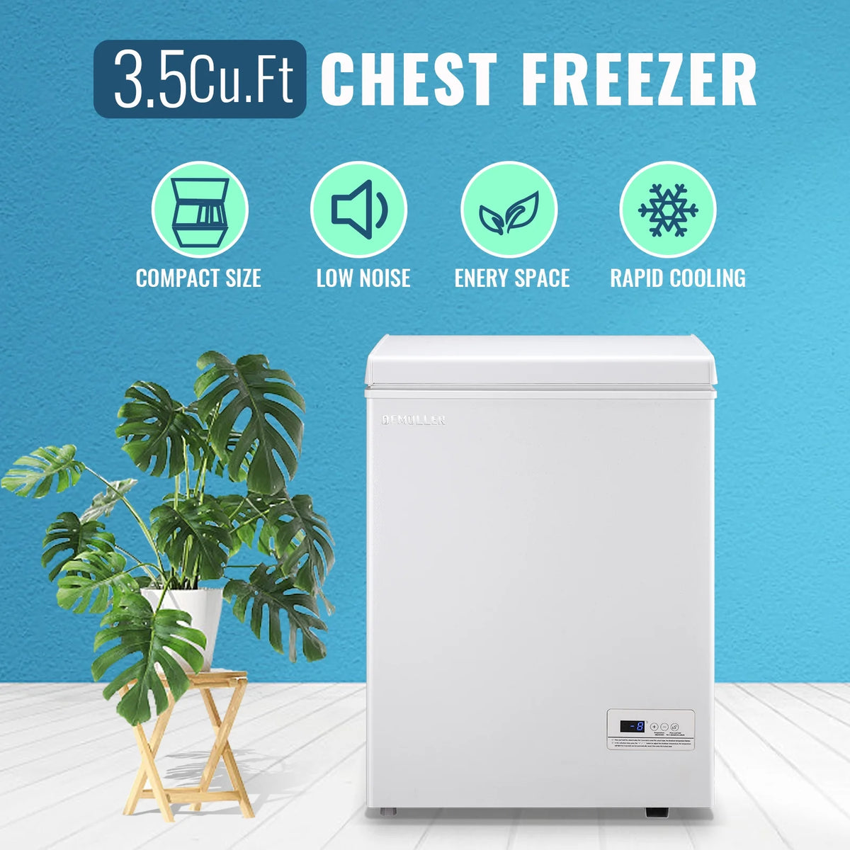 DEMULLER 3.5 Cu. ft Mini Fridge with Freezer Compact Small Deep Freezers for Dorm Office 63-White, NEW
