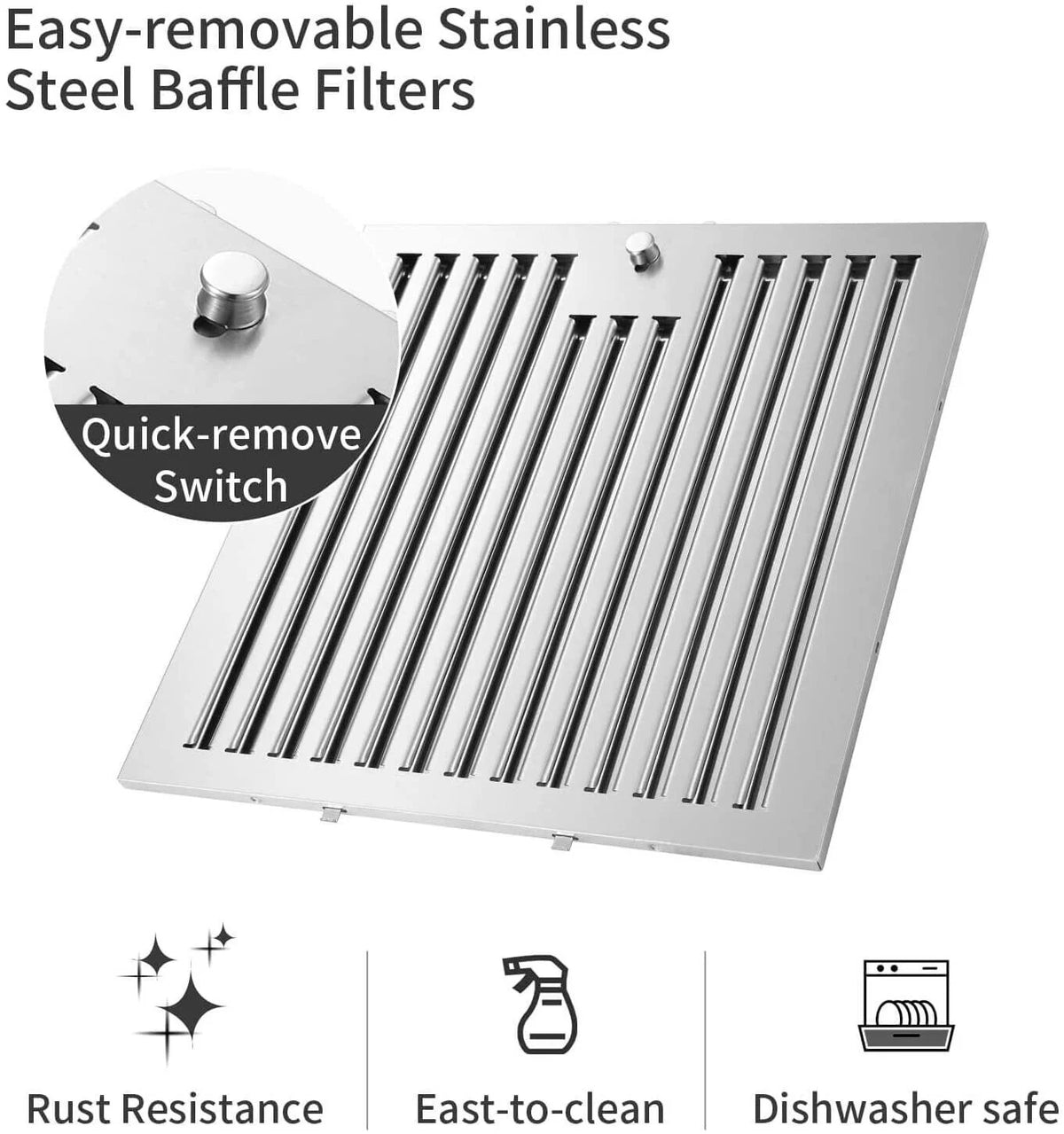 Joeaonz 30-Inch Island Range Hood 900CFM Stainless Steel with Glass Touch Control and Permanent Reusable Filters