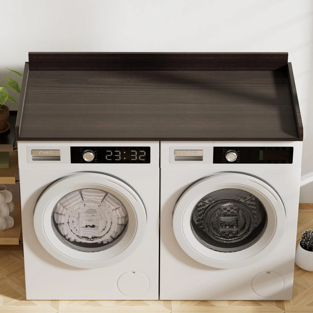 Washer Dryer Countertop, Washer Dryer Topper, Solid Wood Washers and Dryers Countertop, 54" Width x 27.5" Depth Laundry Countertop for Laundry Room Organization and Storage, Walnut