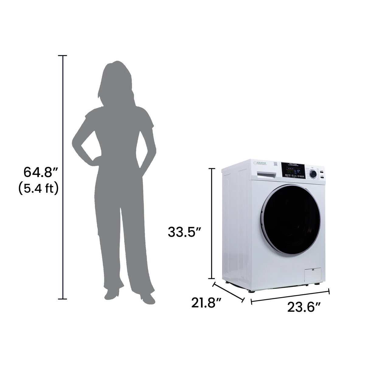 Equator Combination Washer Dryer Ventless/Vented Pet cycle 1.62cf/15lbs 110V with Adjustable legs