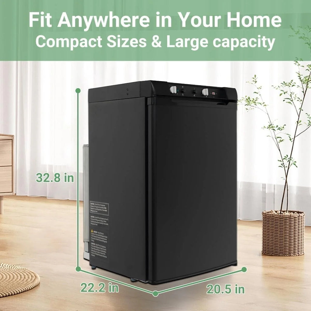 Smad Refrigerator with Freezer 3 Way Fridge Gas/12V/110V 3.5 Cu.ft Outdoor Caravan Off Grid Apartment