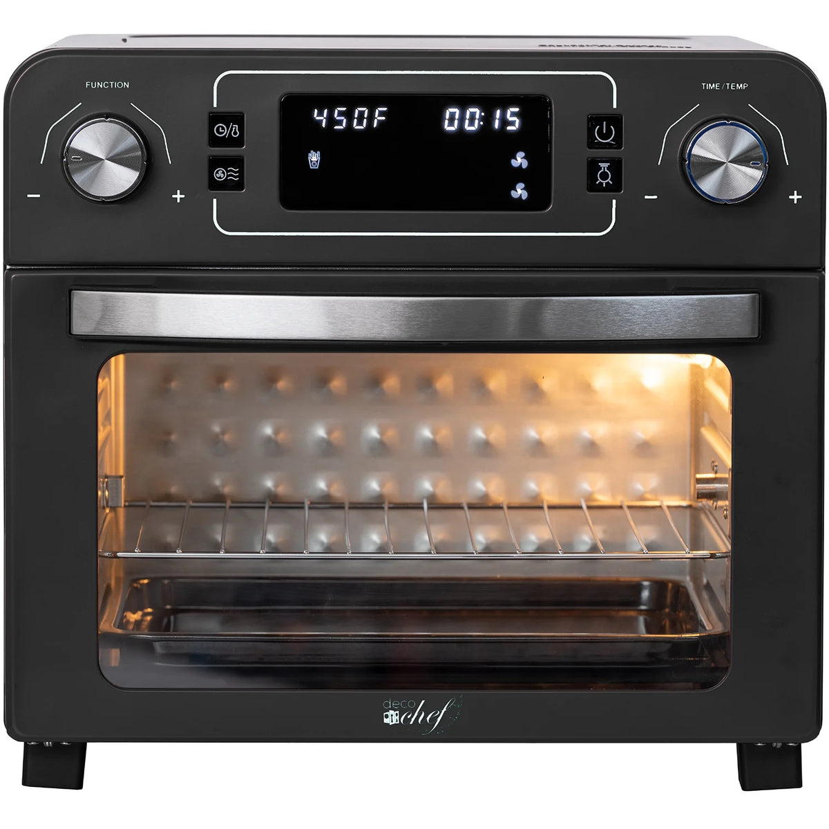 Deco Chef 24QT Stainless Steel Countertop Toaster Air Fryer Oven with Accessories (Black) + Bonus Deco Chef Gourmet 12 Piece Stainless Steel Knife Set with Storage Block