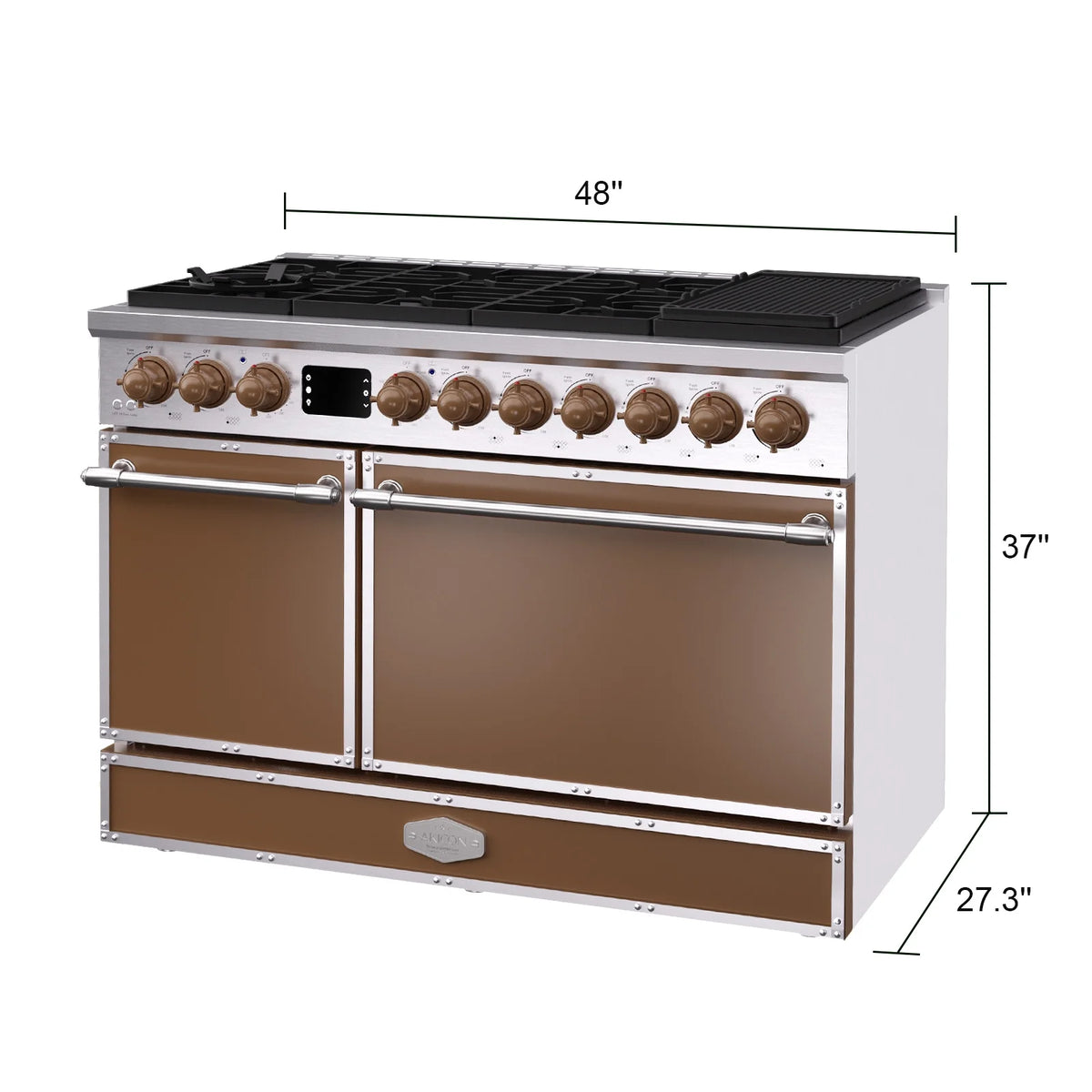 Akicon 48 Inch Freestanding Gas Range with 8 Sealed Burners Cooktop, 6.7 Cu.Ft. Dual Zone Capacity, Natural Gas/LP Convertible-BSGBGGA1