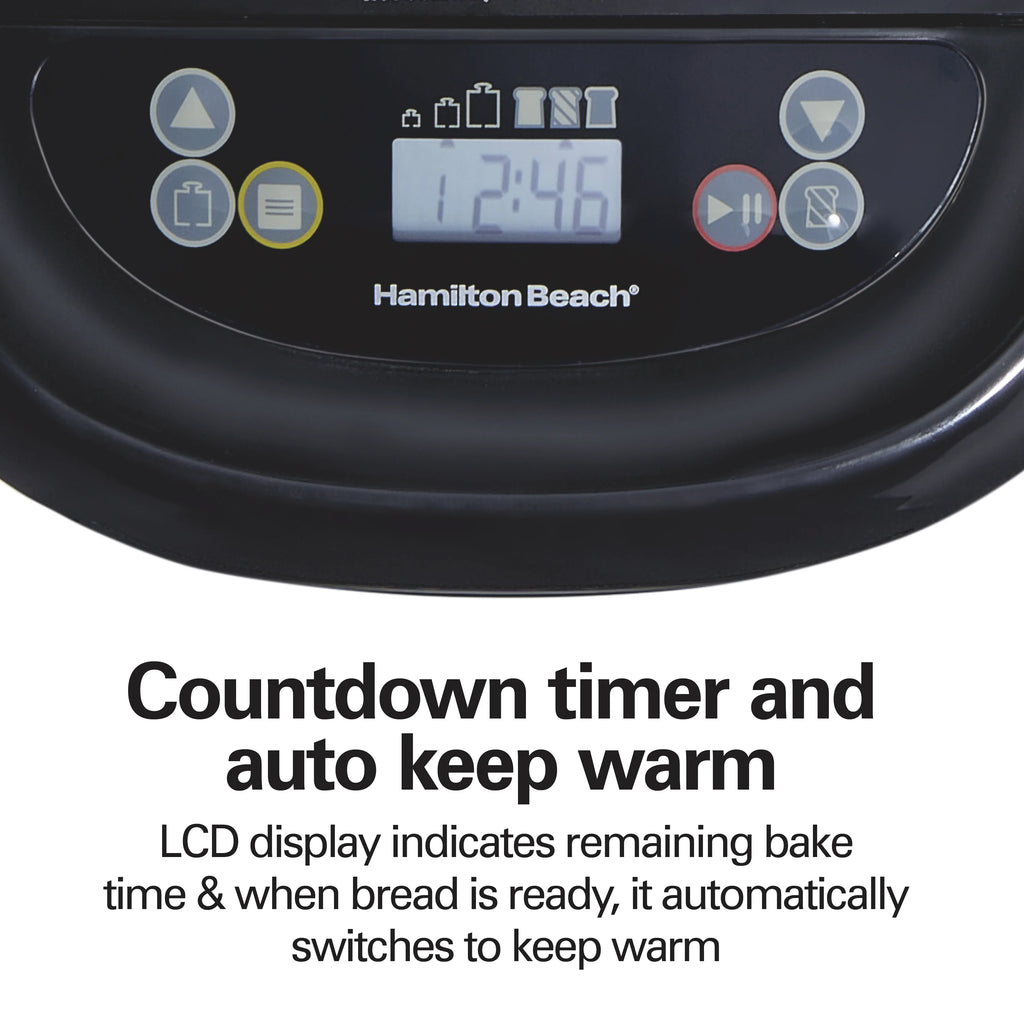 Hamilton Beach 2 lb Bread Maker Machine, Artisan Dough Bread Maker with 14 Settings, Black & Stainless Steel