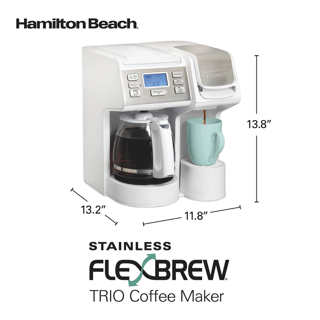 Hamilton Beach FlexBrew Coffee Maker, K Cup Pod Compatible Single Serve Coffee Maker & 12-Cup Coffee Pot, Black