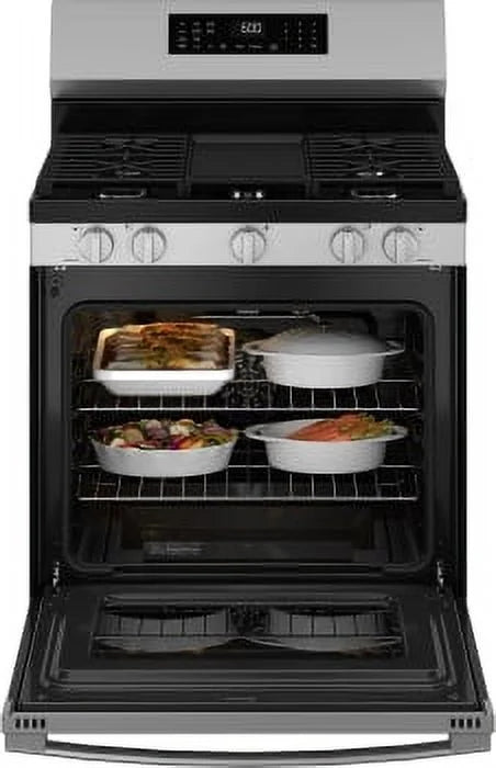 GE 30 Inch Freestanding Gas Smart Range with 5 Sealed Burners Stainless Steel GGF600AVSS