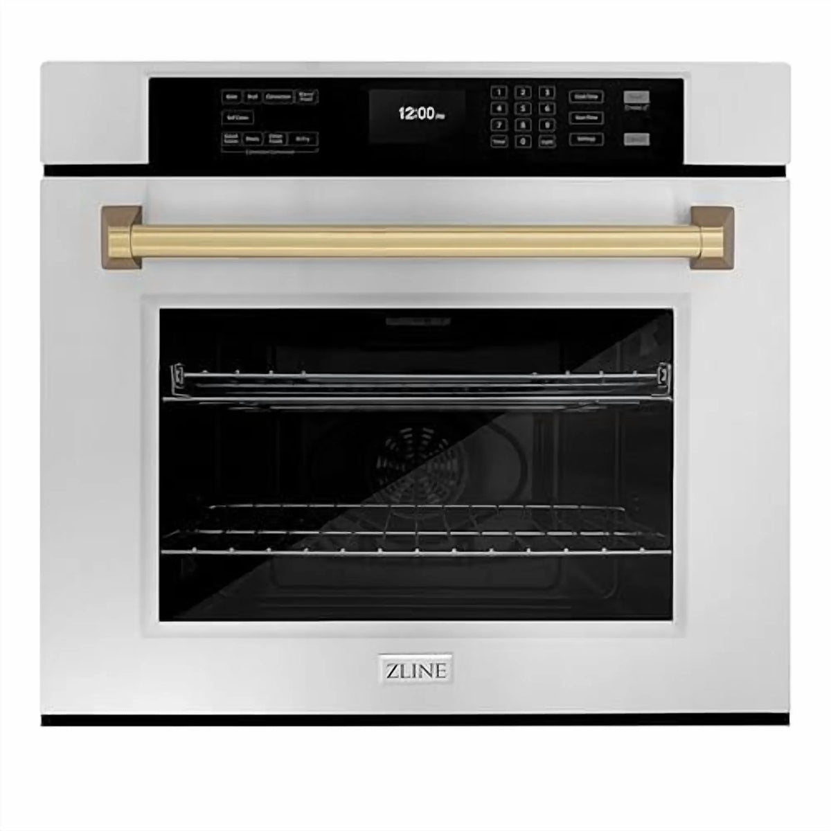 ZLINE 30 in. Autograph Edition Professional Convection Single Wall Oven with Air Fry and Self Clean in Stainless Steel with Champagne Bronze Handle (WASZ-30-CB)