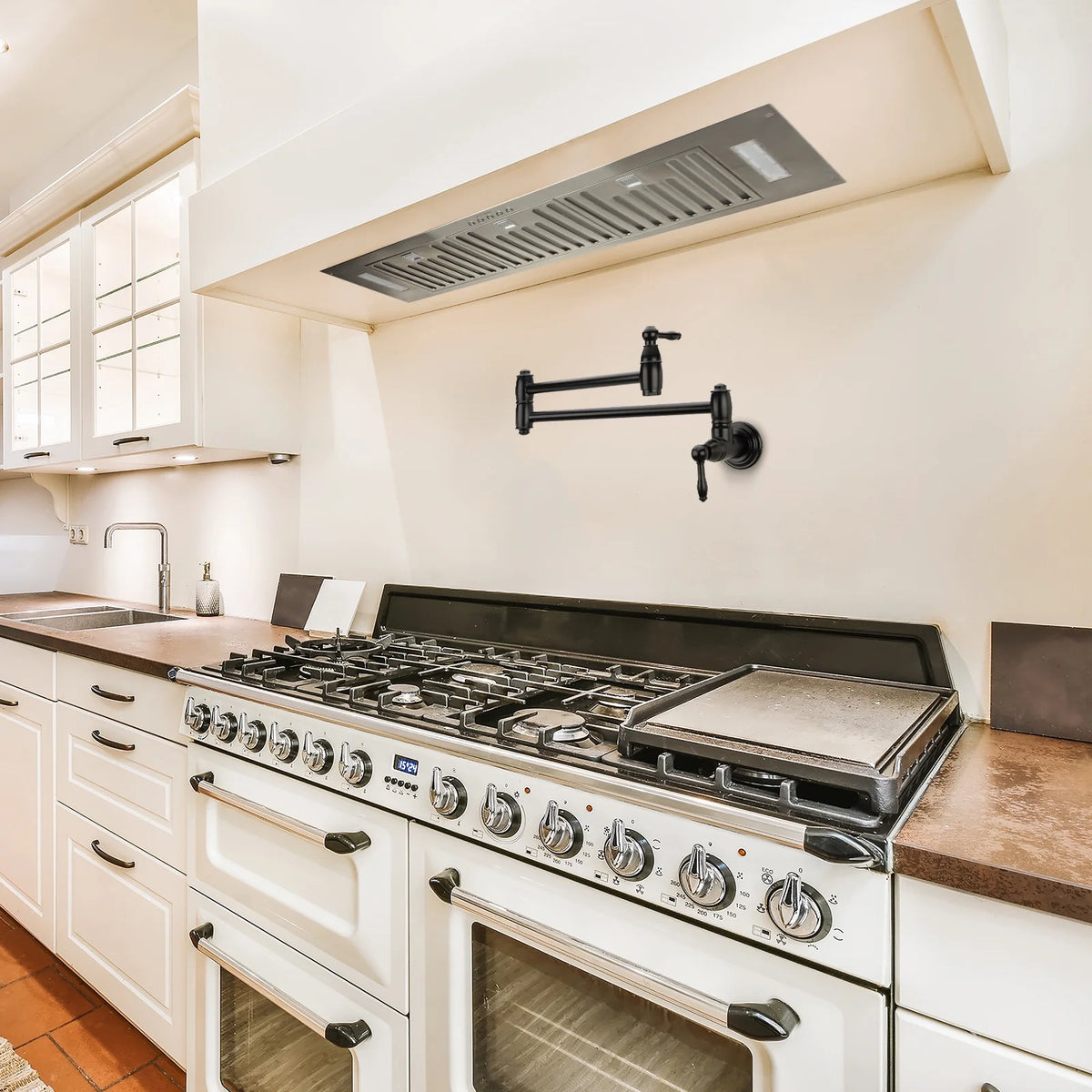 Range Hood Insert/Built-in 30 Inch, 6'' Duct 3-Speeds 600 CFM Stainless Steel Vent Hood with LED Lights and Dishwasher Safe Filters