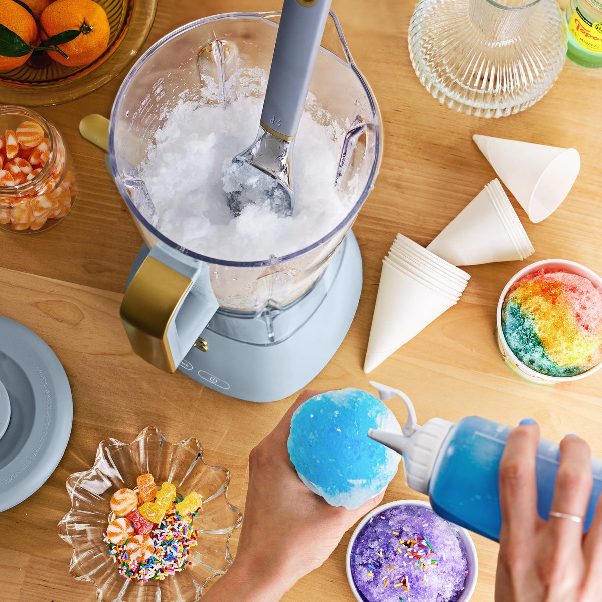 Beautiful Slush Crush 60 oz 4-Speed Frozen Drink Maker, White Icing by Drew Barrymore